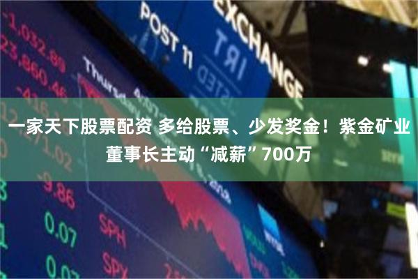 一家天下股票配资 多给股票、少发奖金！紫金矿业董事长主动“减薪”700万