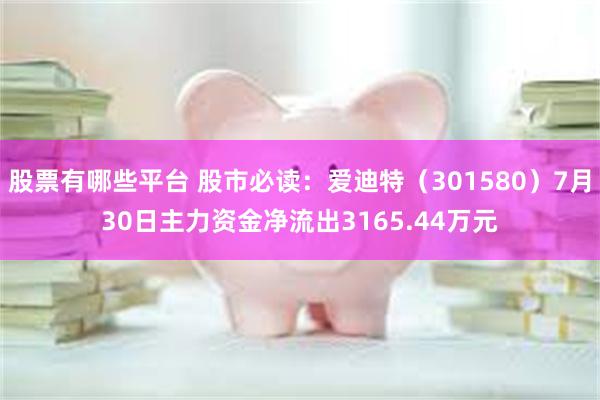 股票有哪些平台 股市必读：爱迪特（301580）7月30日主力资金净流出3165.44万元