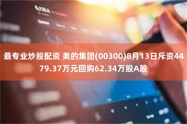 最专业炒股配资 美的集团(00300)8月13日斥资4479.37万元回购62.34万股A股